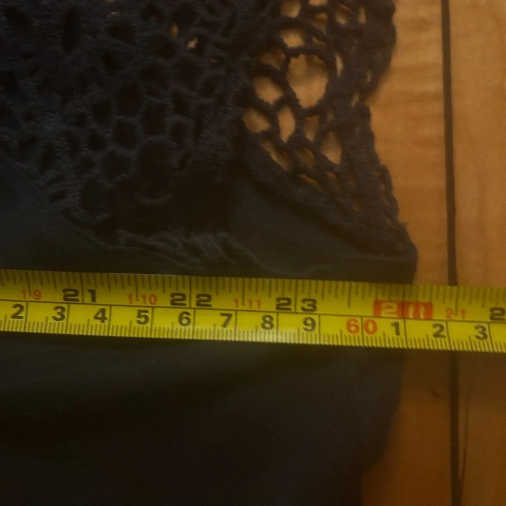 Lauren Ralph Lauren Dress Size 3X Navy Cotton Crochet Sleeve Beach Preppy Summer
